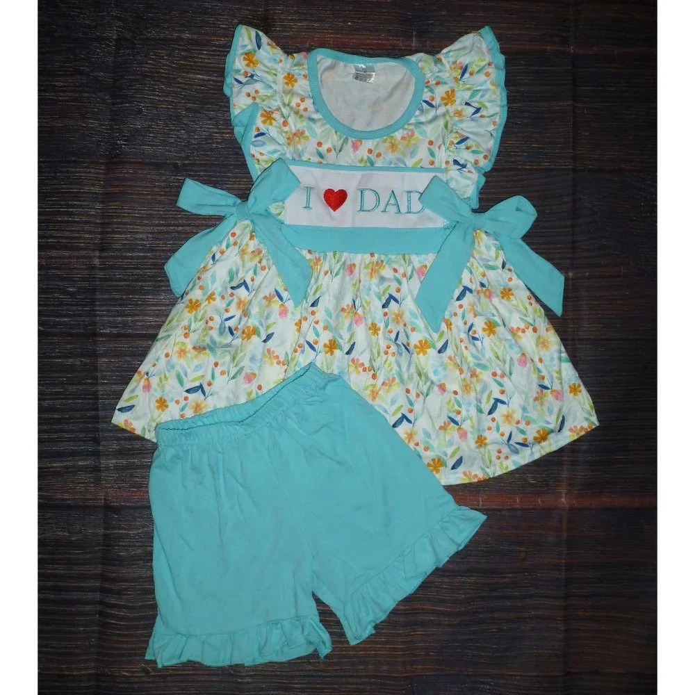 Boutique 'I Love Dad' Floral Tunic & Shorts Outfit Set